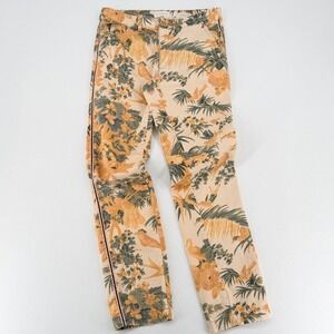 Anthro Chino Relaxed Botanical Bird Pants Sz 27 Floral Coastal